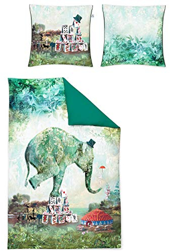 Irisette Mako-Satin Bettwäsche Juwel K Elefant 1 Bettbezug 135 x 200 cm + 1 Kissenbezug 80 x 80 cm