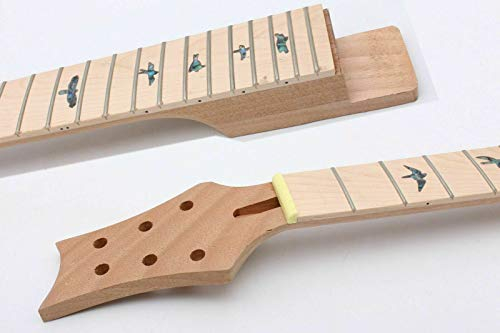Yinfente Gitarrenhals, 22 Bünde, unlackiert, 62,9 cm Ahorn-Griffbrett, bunte Vogeleinlage, 62,9 cm