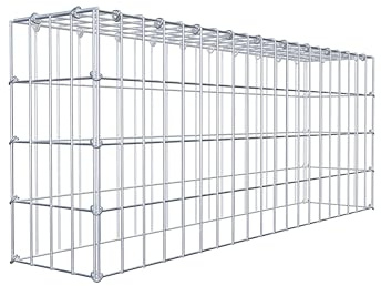 GABIONA Gabione zur Erweiterung (L x H x T cm: 100 × 40 × 20) – Steinkorb aus 4 mm Draht, C-Ring Verschluss mit Gratis-Zange – für Erweiterung in der Höhe, ohne Bodengitter – Gabionenzaun