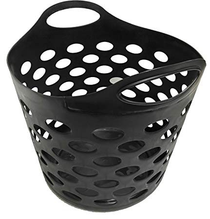 CH Washing Basket 30 Litre Laundry Clothes Hamper Storage Bin Organiser Flexible (Black)