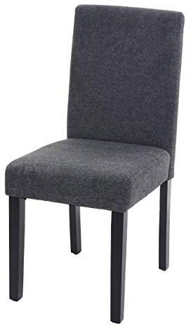 Mendler Esszimmerstuhl Littau, Küchenstuhl Stuhl, Stoff/Textil - anthrazitgrau, dunkle Beine