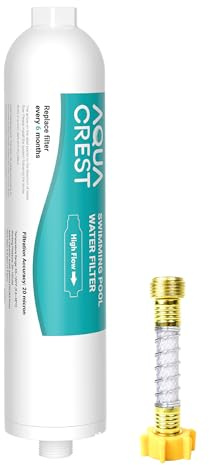 AQUA CREST Extra Large RV Inline Water Filter with Stainless Hose Protector, Reduces Lead, Chlorine, Bad Taste and Sediment for RVs and Marines, Drinking & Washing Filter