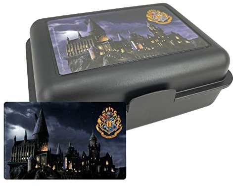 United Labels Harry Potter Brotdose mit Trennwand 17,5x12,8x6,9 cm, Schwarz, Lunchbox Hogwarts, Brotbox spülmaschinenfest
