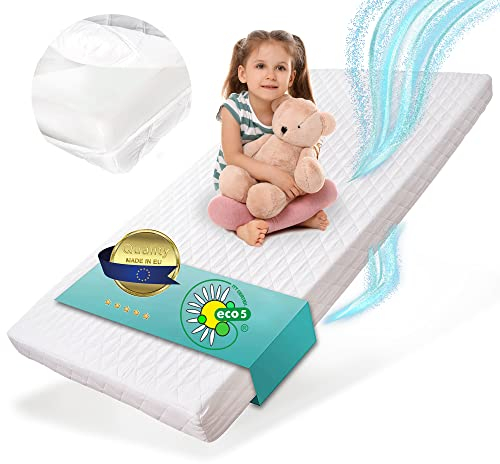 Alcube® Kindermatratze 80 x 180 cm aus punktelastischem Schaumstoff für Kinderbett 180x80 - Schaumkernmatratze 180 x 80 cm mit waschbarem Bezug bei 60°C - kompatibel mit Bettlaken