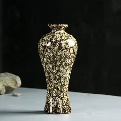 Keramische Blumentöpfe für Trockenblumen, Retro Vasen Deko, Variable Glasur Blumenvase für Wohnzimmer Schlafzimmer Getrocknete Künstliche Blumen, 20x8 cm/7.87x3.15 Inch,Weiß,A