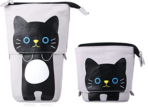 YeahBoom Federmäppchen Reißverschluss,2-in-1 Schlampermäppchen und Stifteköcher,Federmäppchen Mädchen,Ständer Bleistifthalter,Teleskopisch Mäppchen,Stifteköcher für Teenager Schülerin