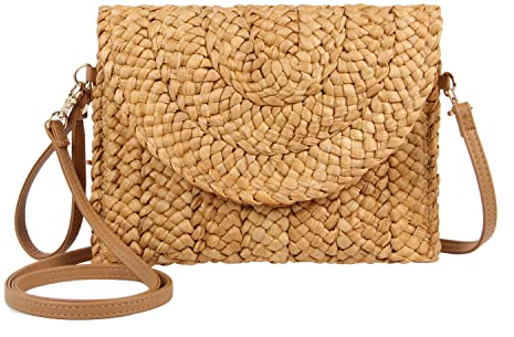 7VSTOHS Stroh-Clutch-Tasche für Damen, Sommer-Clutch, gewebte Handtaschen