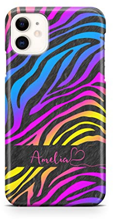 iCaseDesigner Personalised Name with Heart Animal Print Phone Case Compatible with iPhone 11 Pro Max. 14. Psychedelic Zebra