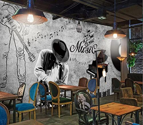 SALEPUSH Custom 3D Wallpaper Mural Music Themed Decorative Painting-350Cmx245Cm