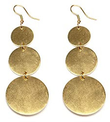 Vlnet | Vestopazzo 3 Round Brass Drop Earrings | Craftsmanship | Nickel Tested | DD16100