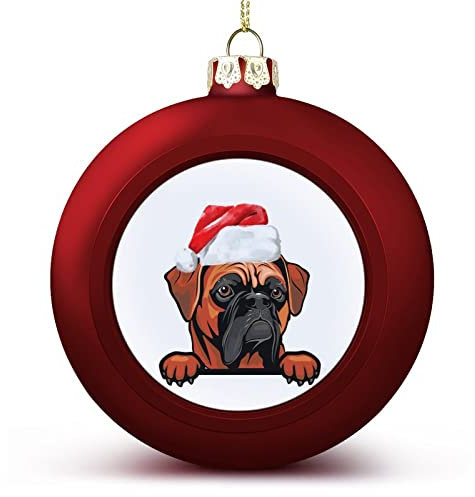 Frohe Weihnachten Hund mit Weihnachtsmütze Weihnachtskugeln Ornamente Boxer Weihnachtsdekorationen Baumkugeln für Urlaub Hochzeit Party Dekoration, Weihnachten hängende Kugeln Baumschmuck