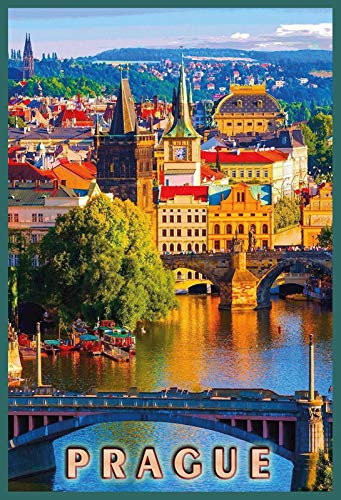 AGDeko® Blechschild 20x30cm Historisches Plakat PRAG Tschechien Städtetour Urlaub