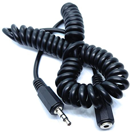 DRUT 2m 3.5mm Stereo Jack to 3.5mm Socket Headphone, Speaker, HI-FI Extension Coiled Cable Lead (6,5ft)