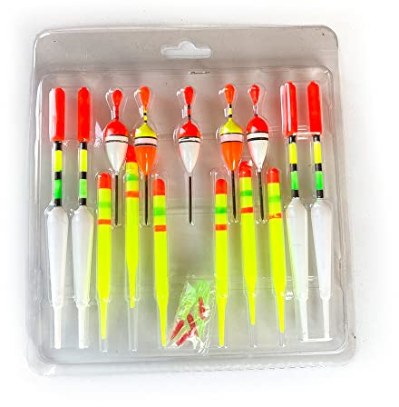 Hezhou 15 Stücke Angelposen Set Schwimmer Posen Angeln Set Fertigangel Set Fertigangelset 3 Verschiedene Angelsets komplett montiert Posenset Pose Angelposen Nachtangeln für unterschiedlich (1#)