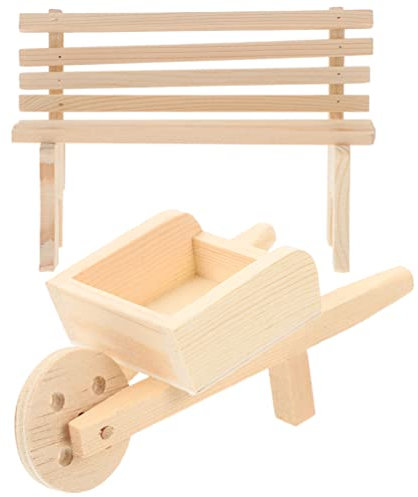Toyvian 1satz Miniaturmöbel Teiliges Deko Mini-Bank Und Einkaufswagen Für Puppenhäuser Gartenmöbel Und Kreative -projekte Für Miniaturlandschaften Und Fotodekoration
