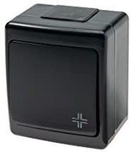 Kreuz Aufputzschalter Kreuzschalter IP44 16A/250V Schuko Aufputz Feuchtraum Schwarz
