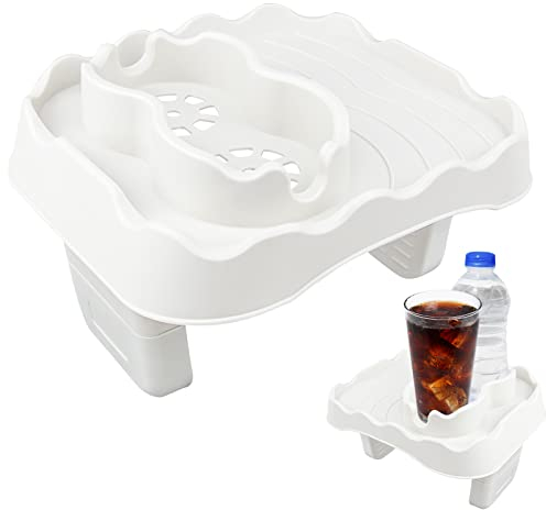 Porte Gobelet pour Piscine Autoportée, Porte-Boissons pour Piscines Gonflables Enfant, Porte Gobelet Ajustable Et Antidérapant, Accessoires pour Piscines Gonflables/Spa/Baignoire (Blanc)