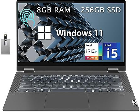 Lenovo IdeaPad Flex 5 - Computer portatile touchscreen FHD da 15,6, Intel Core i5 1135G7, 8 GB di RAM, SSD da 256 GB, Intel Iris Xe, tastiera retroilluminata, lettore di impronte digitali, webcam HD,