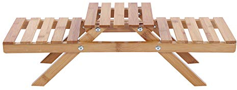 Miskall Faltbares Pflanzenregal aus Holz – 2-lagiger Topfpflanzen-Blumenwagen Für Haus Und Garten