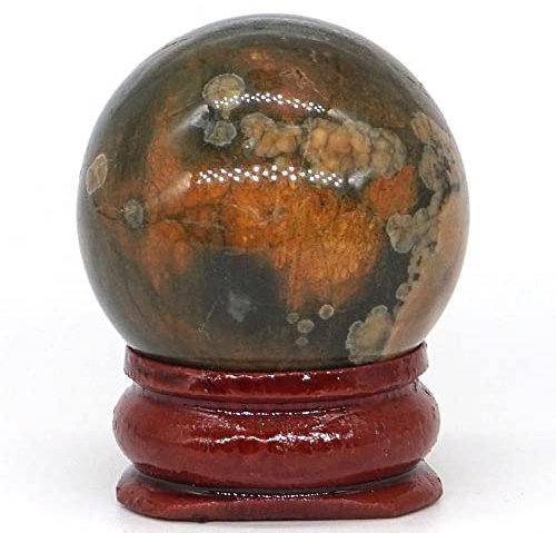 AOHRO Natürlicher Kristall rau Natural Magic 30 mm natürliche Edelstein-Kugel, Kristall-Reiki-Globus, Heimdekoration, Hand-PlayStone-Kugel (Color : Green Rainforest)