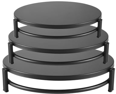 NIZEAMI 3 Pcs Cake Stand Set, Cupcake Dessert Display Stand Cake Trays Server Plate Holders Decoration for Wedding Birthday Baby Shower Thanksgiving Christmas, Black