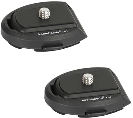 Koolehaoda Accesorio de Placa de liberación rápida Compacto Placa QR con Tornillo de 1/4 Compatible con trípode/monopié/Palo para Selfies/cámara compacta/teléfono/luz de vídeo LED - (Q-1 * 2)