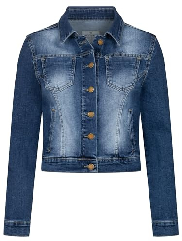 Rock Creek Damen Jeans Jacke Übergangs Jacke Denim Blouson Stretch Kurz Classic Jeansjacken Urban Stonewash D-493 Dunkelblau L