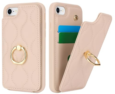 SailorTech iPhone 7/8/SE2/SE3 Hülle mit Kartenhalter für Frauen, iPhone 7/8 Handyhülle Ring-Ständer [Kartenfach] [Standfunktion] Niedliche und modische Tasche für iPhone SE 2020/SE 2022-Weiß