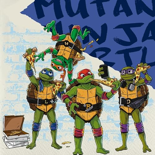 BeenSmile, Servietten, Servietten Geburtstag Kinder für Geburtstagsdeko, Tischdeko Geburtstag, Partyartikel, Partys, Feiern und Kindergeburtstage, 20 Sztuk, 33x33 Zm (Ninja-Turtles)