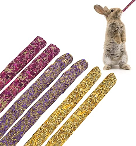 Timothy Heu Sticks,6pcs Kaninchen Spielzeug,Heu Sticks,Kauspielzeug für Kaninchen,Chinchillas Spielzeug Kauspielzeug,Heu Sticks Kaninchen,Meerschweinchen Spielzeug,für Häschen Hamster Molar Zubehoer