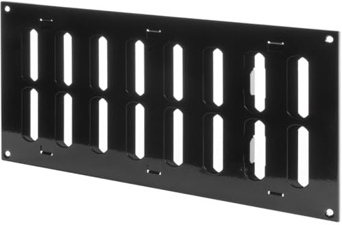 Cubierta de ventilación de pared de aire ajustable negra de 12 x 6 pulgadas (dimensiones exteriores), rejilla de metal para interiores y exteriores, calefacción, refrigeración, ventilación para el