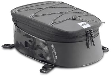 KAPPA Borsa da Sella Moto Posteriore modello Drifter impermeabile 9 litri estensibile con inserti riflettenti, 4 cinghie di fissaggio, tracolla, nera e camo