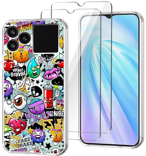 HuiYouMY Cover per Cubot Hafury V1 (6.58) con 2 Pezzi Pellicola Protettiva in Vetro Temperato, Trasparente Custodia Silicone Morbida TPU Ultra-Sottile AntiGraffio Antiurto Case - XS40