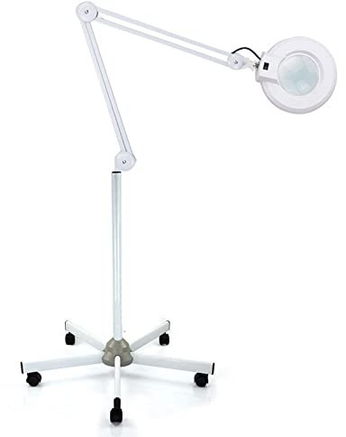 LED Lupenleuchte, 8X Lupe mit Licht und Ständer, 3 Umdrehungen mit 120 LED-Perlen, Schwenkarm, Dimmbar, Arbeitsplatzlampe für Lupe zum Lesen, Basteln, Kosmetische