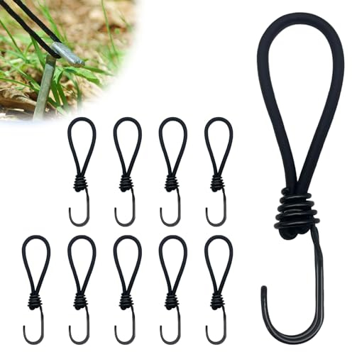YEJAHY 10 pezzi elastici con gancio, multipli in gomma con gancio 16 cm, tenditori in gomma con gancio per campeggio, teloni rimorchi, copertura piscina