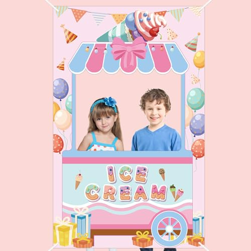 Eiscreme-Hintergrund für Partys, 160x100cm Süße Eiscreme-Geburtstagsbanner Eiscreme-Hintergrund für Fotodekorationspartys und Geburtstagsfeiern Dekorationsartikel