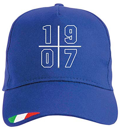 Bestickte Kappe 1907 Bergamo Kreuz mit dreifarbiger Flagge Polyester, 5 Paneele, Klettverschluss, Weiß, One size