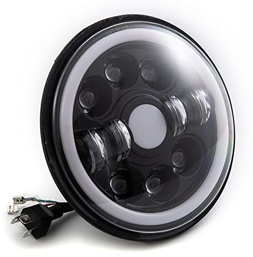 APEBAZY Motorradscheinwerfer Motorrad LED Scheinwerfer Angel Eye Motorradscheinwerfer Rund Wasserdichte Scheinwerfer (SYCD209-7)