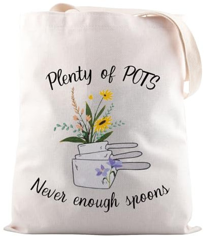 JNIAP Chronic Illness Awareness Gift Plenty of POTS Never Enough Spoons Tote Bag Spoon theory Gift, Plenty of Pots Tote Bag