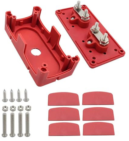 Colcolo Generischer Stromverteilungsblock, max, Sammelschiene mit Klemmen, Sammelschienen-Klemmenblock, 300 A, Sammelschiene für Anhängerfahrzeuge, Rot M10