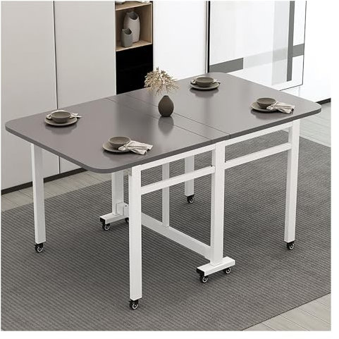Tavolo da pranzo allungabile – Tavolo da cucina industriale pieghevole per piccoli spazi con ripiano aperto, materiali estensibili