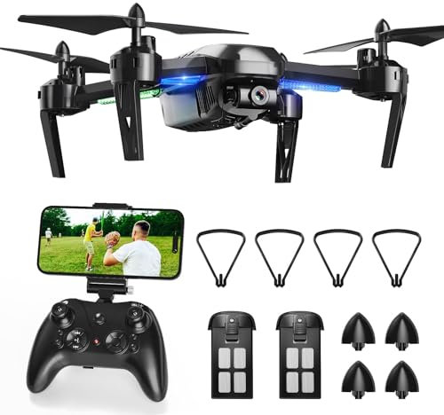 Wipkviey Drohne mit Kamera 1080P HD, T6 FPV RC Quadcopter mit 2.4G WiFi Transport Live Video, Flughöhe halten, Headless-Modus, 2 Batterien, 28-32 Min. Flugzeit, für Erwachsene Anfänger