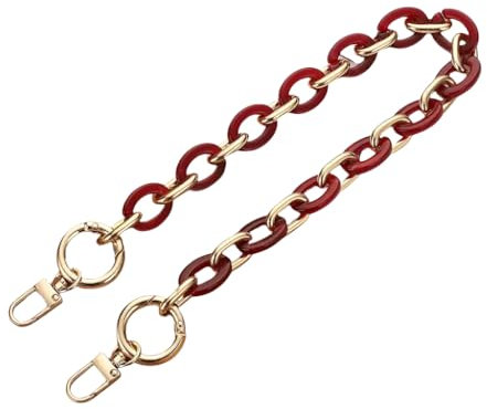 WANYI 60CM Taschenkette Gold Acryl Resin Taschengurte Ersatz Metallkette Taschenriemen Handykette Geldbörsenkette für DIY Taschen Handtasche Geldbörse mit Gold Karabiner (Rot)