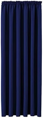 AMEHA Blackout Curtains Pencil Pleat Navy Curtains for Bedroom 66x84 Inch Thermal Insulated Super Soft Door Curtain 1 Panel with Tieback