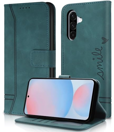 AsWant Handyhülle für Samsung Galaxy A56 5G Hülle Leder- Premium Klapphülle Tasche Kartensteckplatz Magnetschnallenhalter Schutzhülle für Sumung A56 (Grün)