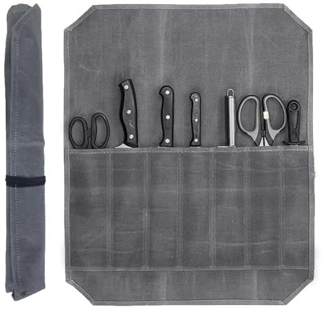 Jlnmmn Sac a Couteaux avec 7 Compartiments, Pochette Couteaux Cuisine, Malette Couteaux Professionnel Vide, Malette a Couteau, Pochette Couteaux, Etui Couteau, pour Le Camping, la Randonnée