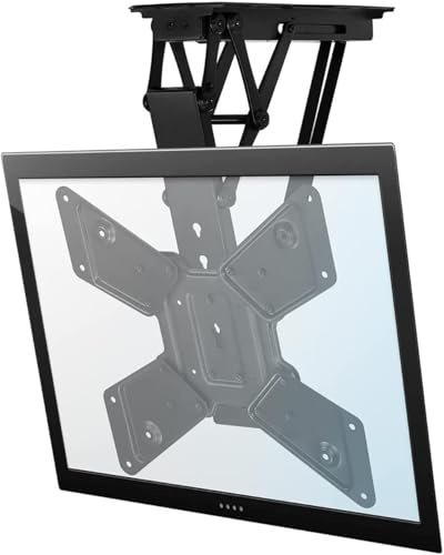 LLHTTDMBDFC Support de plafond électrique pour téléviseur - Support de plafond motorisé - Support TV de plafond - Support TV pliable de 0 à 90 ° - Support TV rabattable caché
