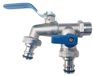 LDHNFBYV 1Pc 1/2'' 3/4'' Doppia Testa Acqua Splitter Connettore Accoppiamento Adattatore Valvola Interruttore Tubo da Giardino Irrigazione Rubinetto Giunto(ML-B01C)