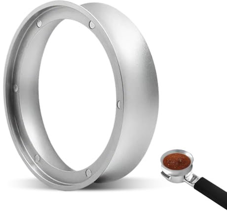Ruioomeep Kaffee Dosierring 54mm,Edelstahl Kaffee Dosierring mit 8 Starken Magnetisch,Espresso Siebträger Trichter Kompatibel mit 54mm Siebträger für Barista Zubehör Kaffeemaschine(Silber)