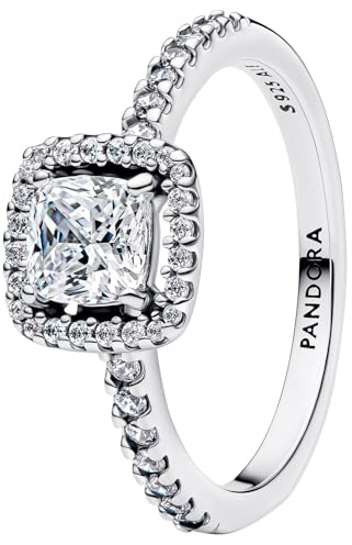 PANDORA Damen-Ring Silber Funkelndes Quadrat Heiligenschein 193555C02